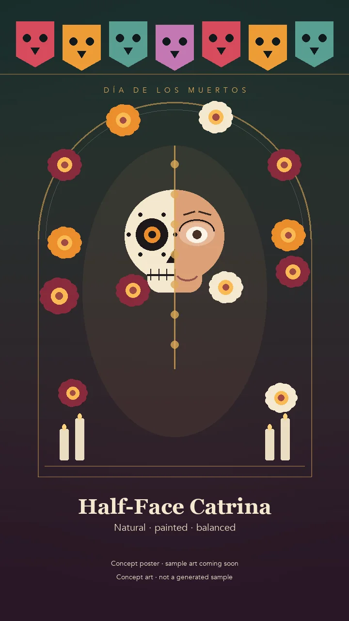 Half-Face Catrina concept poster