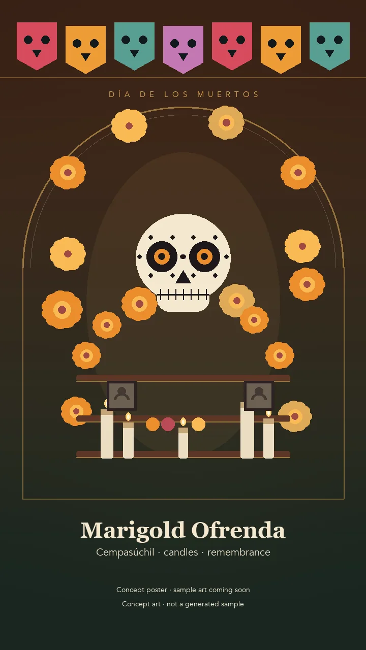 Marigold Field / Candlelit Ofrenda concept poster